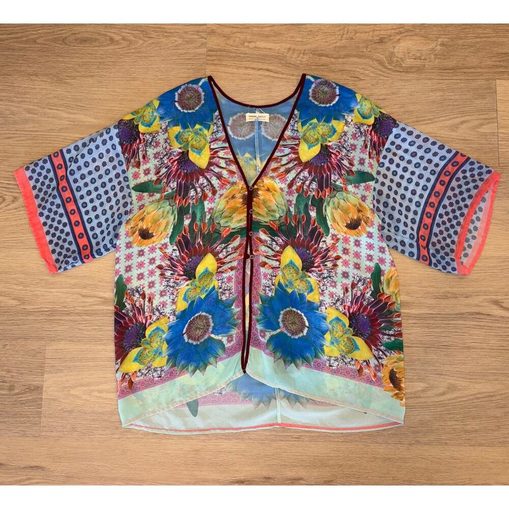 Anthropologie Dream Daily boho blouse psychedelic flowers womens size small